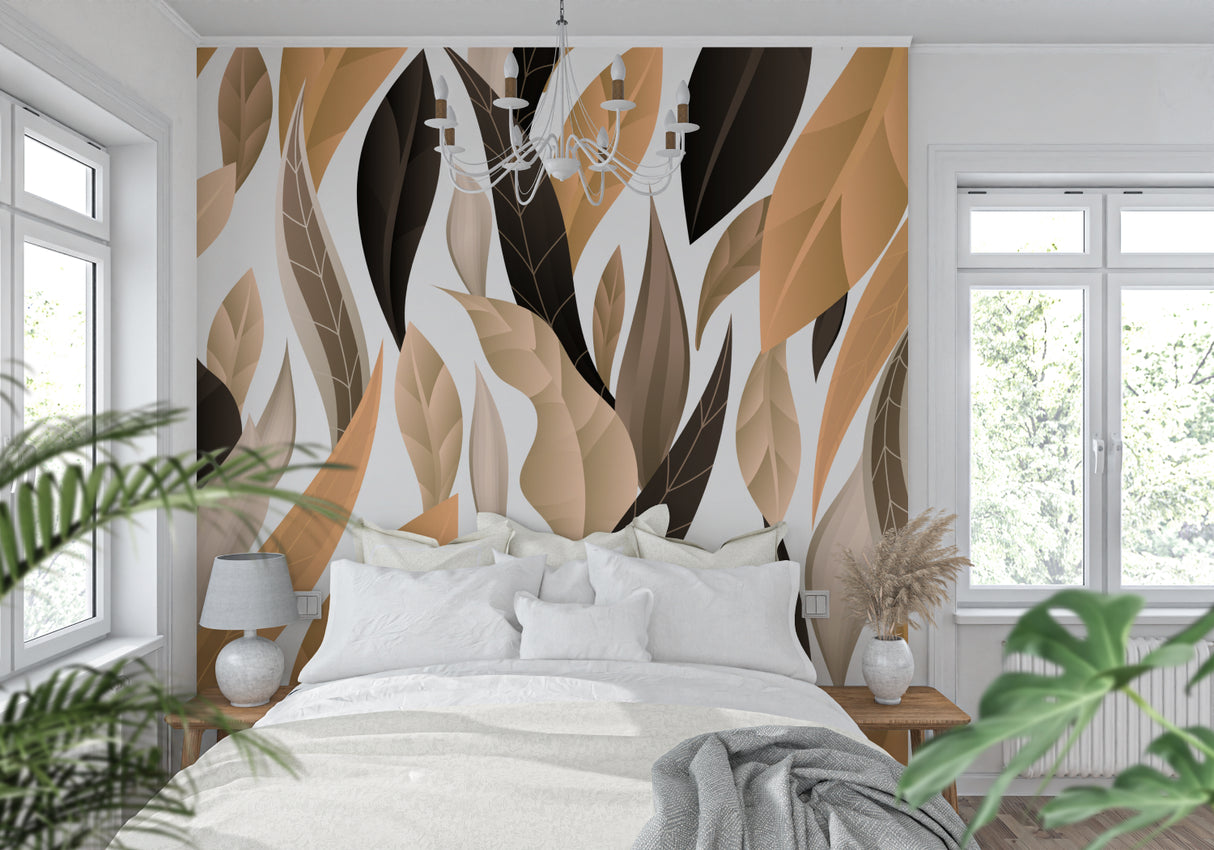 Nature-inspired wallpaper making a statement in master bedroom