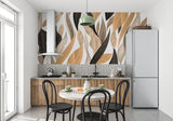Leaf pattern mural adding style to an entrance hallway