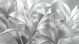 Monochrome silver leaf wallpaper design file showing detailed botanical pattern