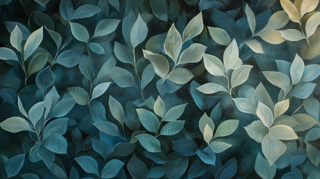 Mystical blue leaves design file showing detailed botanical pattern with varying shades of blue and teal