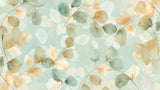 Mint and gold botanical wallpaper design file showing delicate leaf pattern and texture details