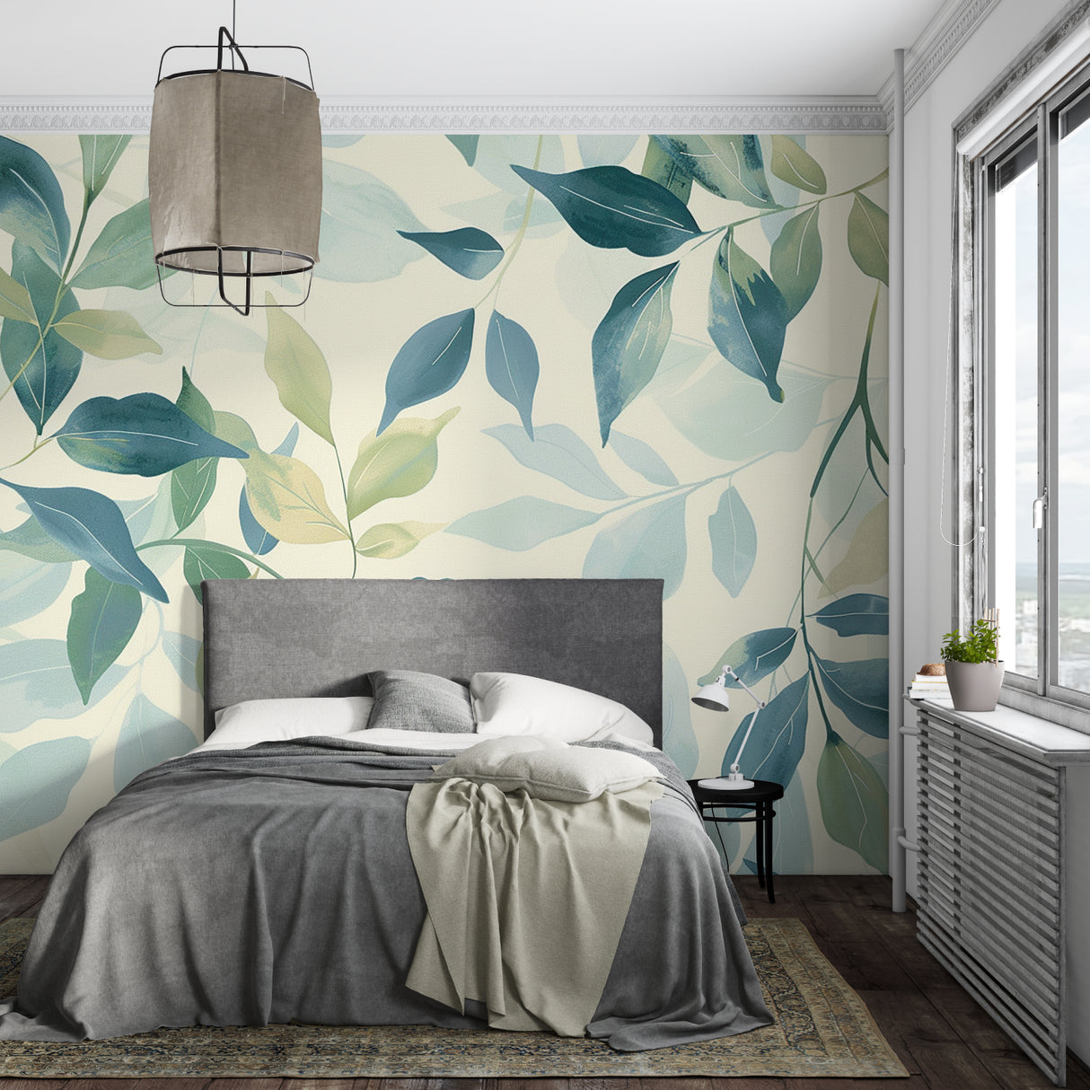 Botanical leaf pattern creating a calming effect in an entrance hallway