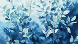 Watercolor blue leaves design file showing delicate botanical pattern and rich color variations