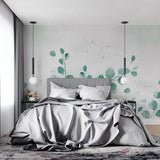 Eucalyptus wall mural showcasing the soft green tones in an entrance hallway