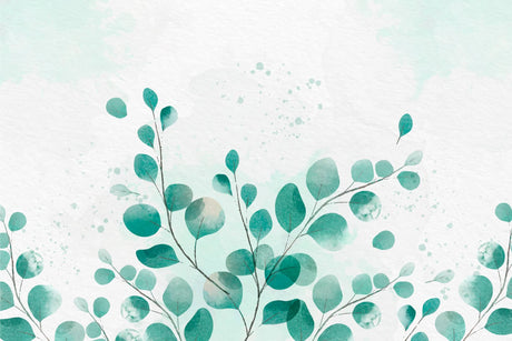Watercolor eucalyptus wallpaper design file showing detailed leaf pattern and texture