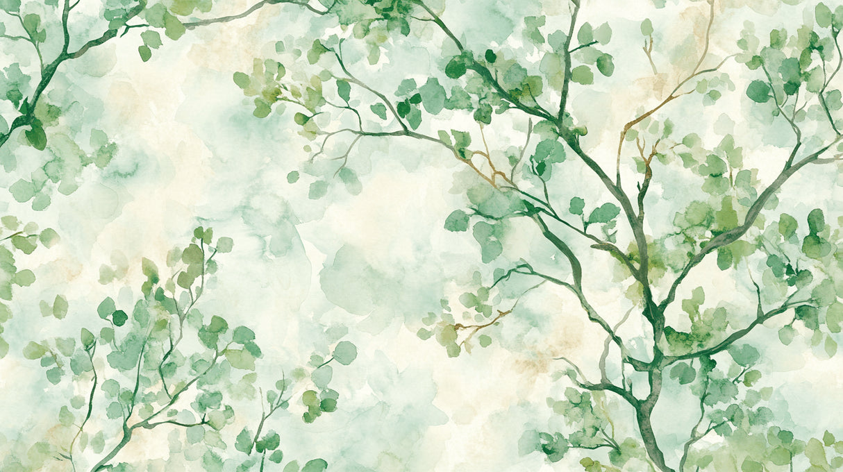 Watercolor green branches design file showing detailed leaf pattern and textures