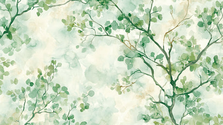 Watercolor green branches design file showing detailed leaf pattern and textures