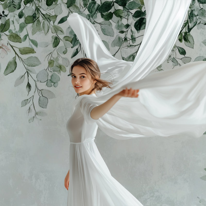 Green foliage wallpaper transforming a bedroom into a calming sanctuary