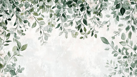Watercolor green leaves design file showing detailed botanical pattern