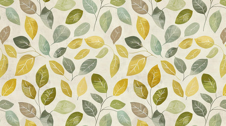 Botanical leaf wallpaper design file showing detailed yellow and green pattern