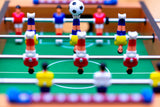 Football game table design file showing detailed pattern of red and blue players on green field
