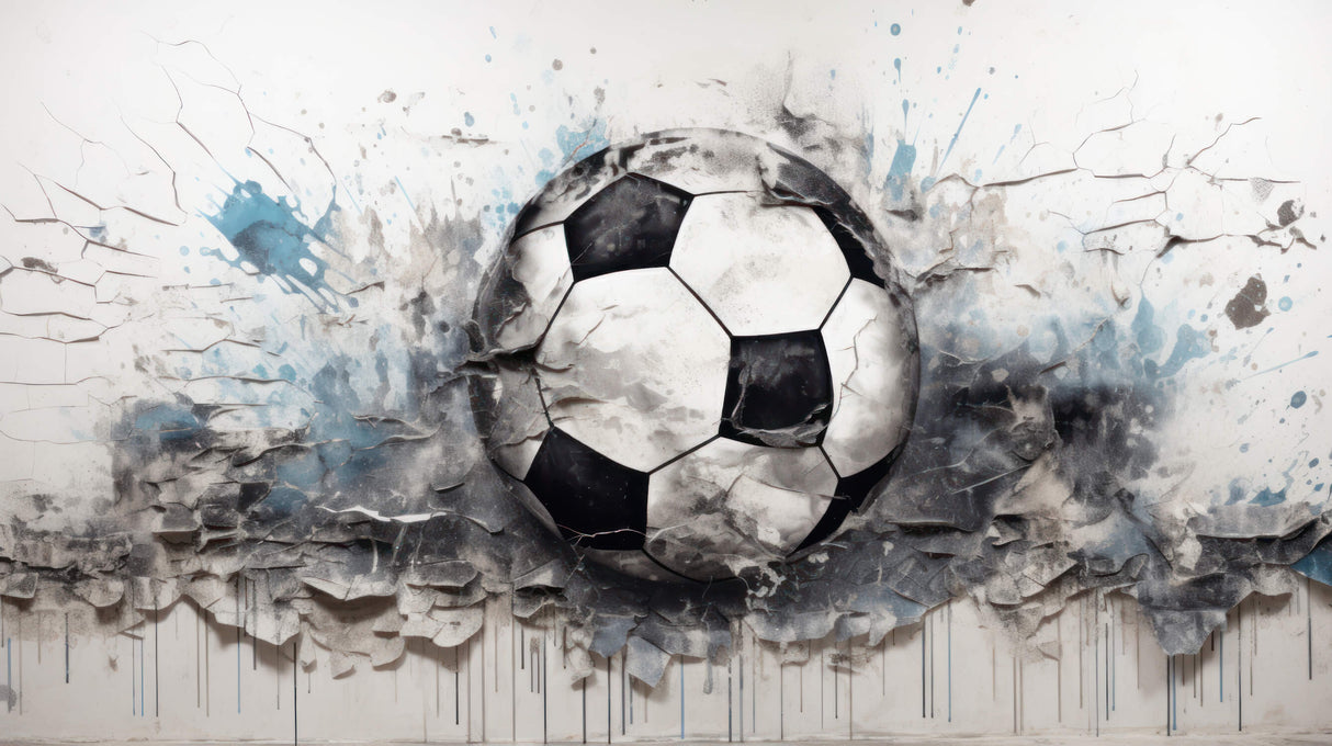 3D Football breaking wall design file showing detailed brick texture and ball pattern