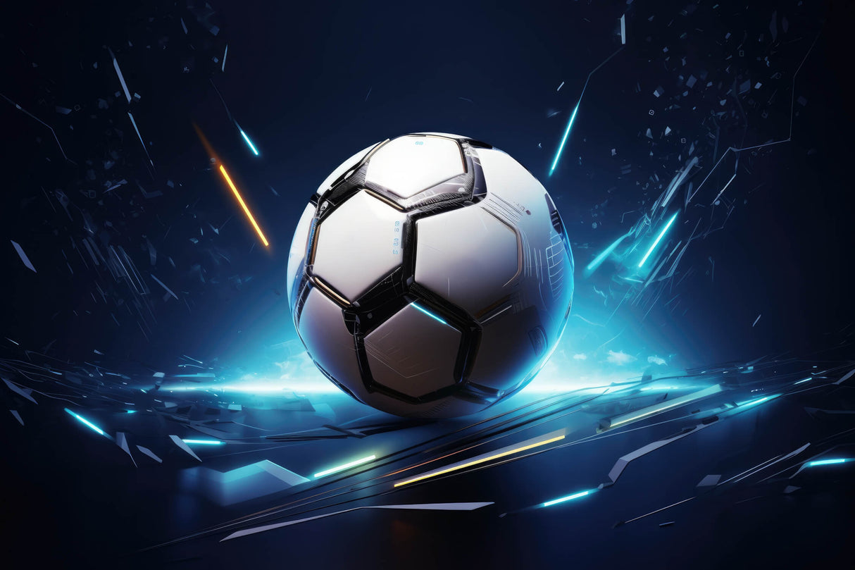 3D Football design file showing detailed cosmic pattern and dynamic ball effect
