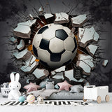 3D football wallpaper displayed in gaming room with blue lighting effects