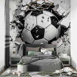 3D football mural bringing energy to sports bar interior
