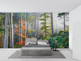 3D breaking wall effect football wallpaper in game room with contemporary furniture