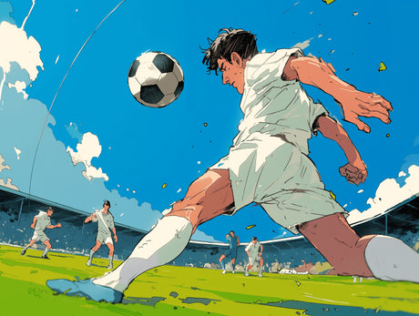 Design file of anime football wallpaper with dynamic soccer action and vibrant colors