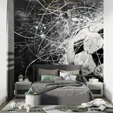 Dynamic football wallpaper in home gym, bold black and white sports pattern