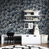 Soccer ball wall mural creating depth in minimalist living room space