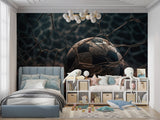 Soccer goal net design wallpaper in sports fan room setup