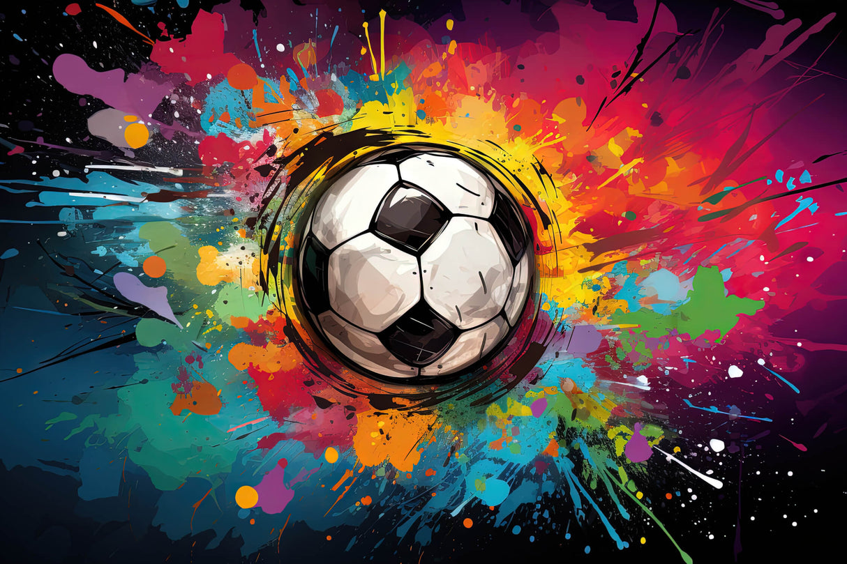 Football graffiti design file showing detailed pattern with vibrant color splashes