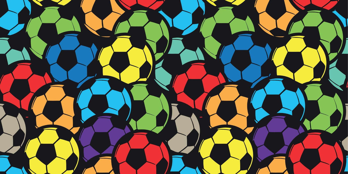 Colorful Football wallpaper design file showing detailed soccer ball pattern on black background