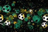 Football wallpaper design file showing detailed cosmic pattern with green and gold soccer balls on black background