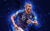 Football wallpaper design file showing cosmic blue pattern with dynamic player silhouette