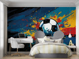 Sports wallpaper showcased in a vibrant game room setting