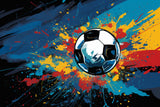 Football wall mural design file with dynamic color splash pattern