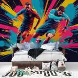 Kids room with dynamic soccer graffiti wall design