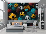 Football themed wall design making a statement in a modern home office