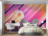 Sports wall mural featuring football design in stylish home gym setting
