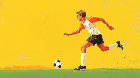 Football wallpaper design file showing red and white player silhouette on vibrant yellow backdrop