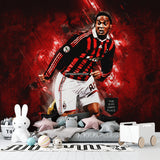 Sports themed wall mural displayed in game room with dramatic lighting