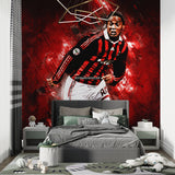 Red and black football wallpaper creating energy in home gym setting