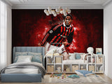 Football themed wallpaper bringing excitement to man cave setup