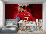 Soccer wall mural bringing stadium feel to kids playroom
