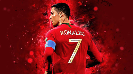 Design file of dynamic red football wallpaper showing detailed pattern and rich colors