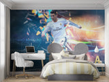 Football wall mural in home gym showing motion effects