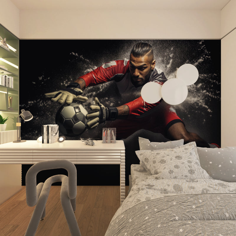 Soccer wall mural bringing energy to a sports fan's game room