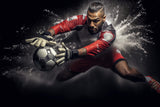 Football wallpaper design file showing dramatic goalkeeper action in black and red