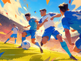 Football wall mural design file showing complete pattern with dynamic sports action scene