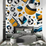 Soccer wall mural bringing modern style to recreation room