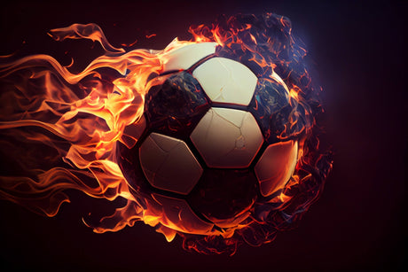 Design file of flaming soccer ball wallpaper showing detailed pattern and colors
