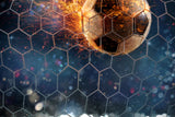 Flaming soccer ball wallpaper design file showing detailed geometric pattern and fire effects