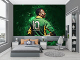 Sports wall mural in kids bedroom showcasing legendary number 10 design
