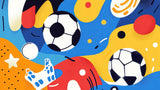 Football wallpaper design file showing detailed abstract pattern with floating soccer balls