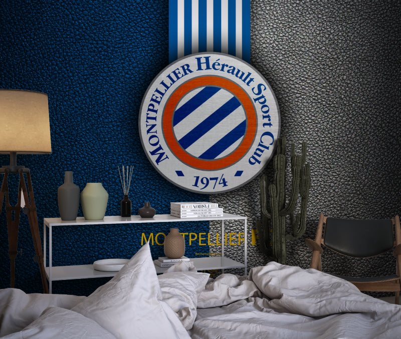 Football club wallpaper in modern living room showing Montpellier team spirit