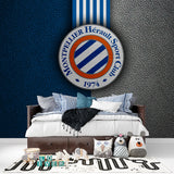 Soccer club wallpaper installed in sports bar setting